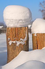Image showing Tree Stump covered in snow.