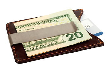 Image showing Dollars in money clip and credit card.