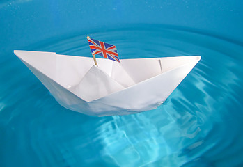 Image showing Paper ship with UK Flag