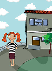 Image showing Little girl and house