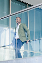 Image showing young successful african business man outdoor in summer