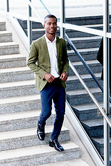 Image showing young successful african business man outdoor in summer