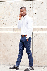 Image showing young successfil african businessman with mobilephone 