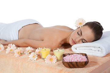 Image showing young attractive smilig woman doing wellness spa