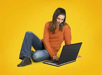 Image showing Student woman with a laptop