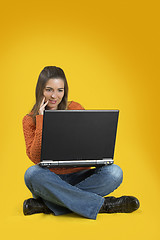 Image showing Student woman with a laptop