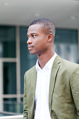 Image showing young successful african business man outdoor in summer