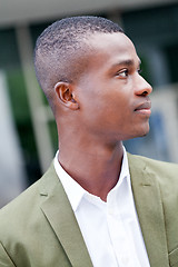 Image showing young successful african business man outdoor in summer