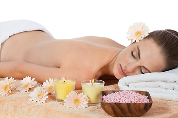 Image showing young attractive smilig woman doing wellness spa