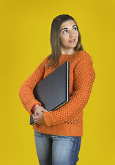 Image showing Student woman with a laptop