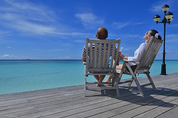 Image showing happy young couple relax and take fresh drink