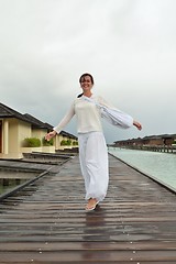 Image showing young woman relax on cloudy summer day