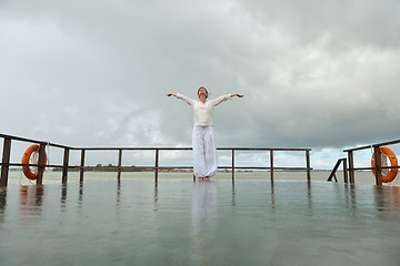 Image showing young woman relax on cloudy summer day