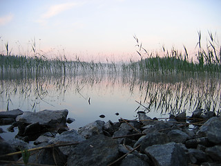 Image showing Misty lake at dawn