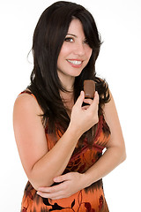 Image showing Woman with chocolate snack