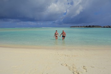 Image showing happy young couple have fun on summer