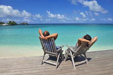 Image showing happy young couple have fun on summer