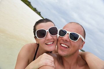 Image showing happy young couple have fun on summer