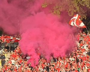 Image showing Red fans - soccer