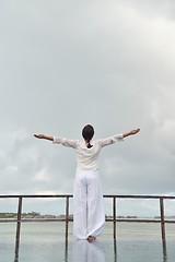 Image showing young woman relax on cloudy summer day