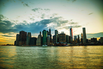 Image showing New York City cityscape at sunset