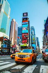 Image showing Yellow taxis at Times Square in New York City 