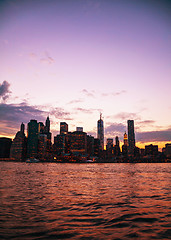 Image showing New York City cityscape at sunset