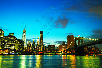 Image showing New York City cityscape at sunset