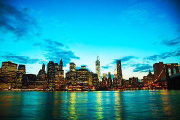 Image showing New York City cityscape at sunset