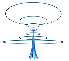 Image showing digital transmitter sends signals from high tower