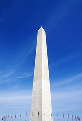 Image showing Washington Monument and US Flags