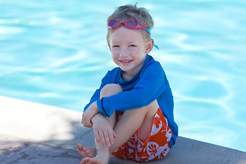 Image showing kid by the swimming pool