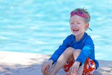 Image showing kid by the swimming pool