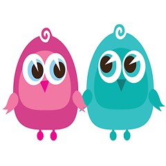 Image showing Drawing of a cute cartoon birds standing