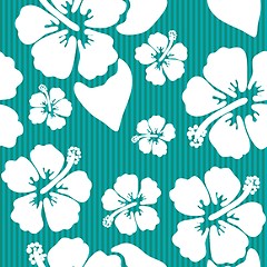 Image showing Seamless pattern with hawaiian hibiscus flower