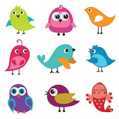 Image showing Set of different cute birds.