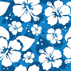 Image showing Seamless pattern with hawaiian hibiscus flower