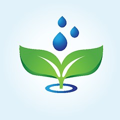 Image showing Vector illustration of green leaves and drops. Eco concept