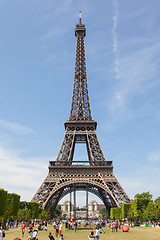 Image showing PARIS - JULY 27: Tourists at the Eiffel Tower on July 27, 2013, 