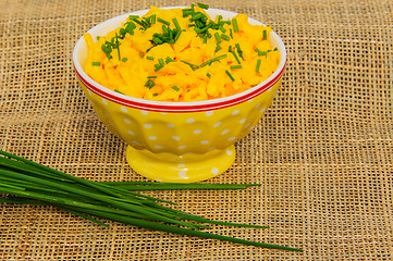 Image showing Scrambled eggs with chives