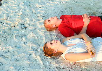 Image showing Lying on sand