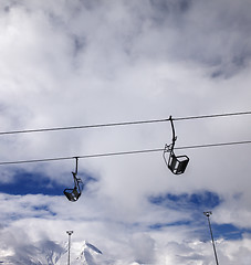 Image showing Chair-lift wide-angle view