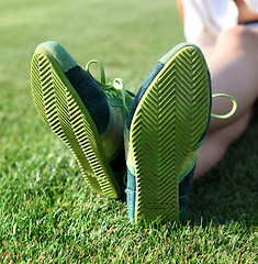 Image showing green sole of shoes l