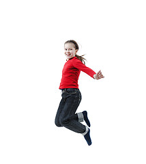 Image showing Happy baby girl jumping