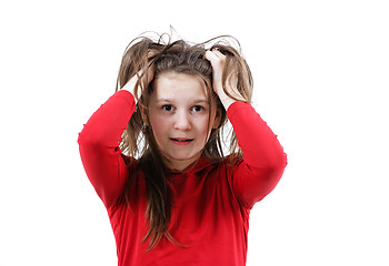 Image showing Disheveled frightened girl child