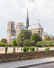 Image showing PARIS - JULY 27: Lockers at Pont des Arts symbolize love for eve