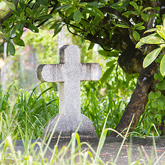 Image showing Cross on tombstone