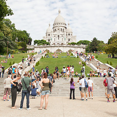 Image showing PARIS, FRANCE - JULY 28: Sacre Coeur Basilica in summer day. Lar