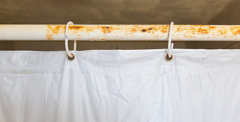 Image showing White shower curtain in the bathroom