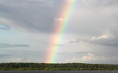 Image showing Multi-colored rainbow in the sky